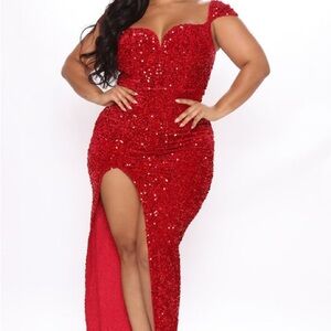 Elegant Red Sequin Dress